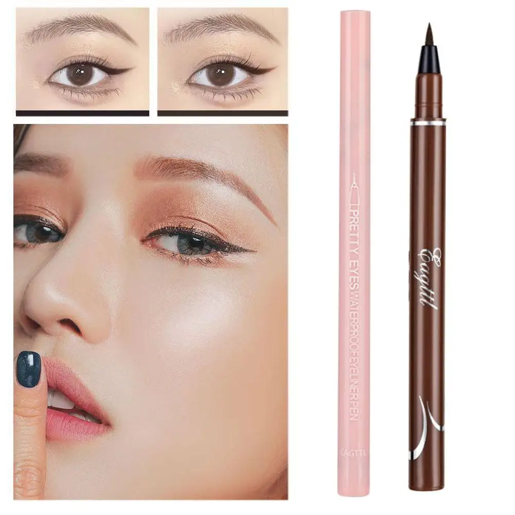 Kleine Rosa Flüssigkeit Schwarz Eyeliner Stift Schnell trocknend Eyeliner Make-Up Dauerhafte Auge Flüssigkeit Bleistift Liner Eyeliner Matte Augen Wasser B0Q5