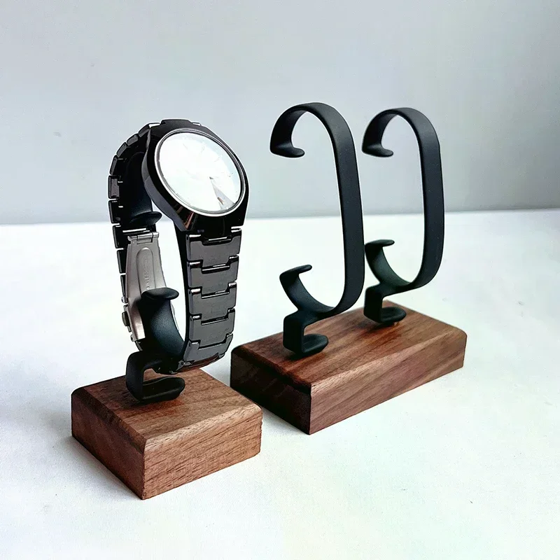Wooden C-Shaped Watch Holder Jewelry Organizer Display Stand For Bracelet Ring Earring Watch Display Solidwood Watch Stand