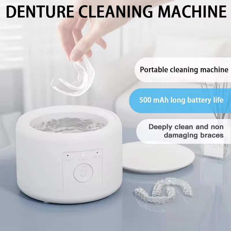 50KHZ Ultrasonic Braces Cleaning Machine USB rechargeable Multi-function Invisible Retainer Denture Machine Jewelry High Frequen