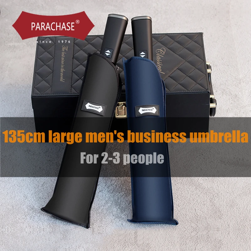 PARACHASE-Large Men's Business Umbrella, Waterproof, Rainproof, Fully Automatic, 8K, 135cm