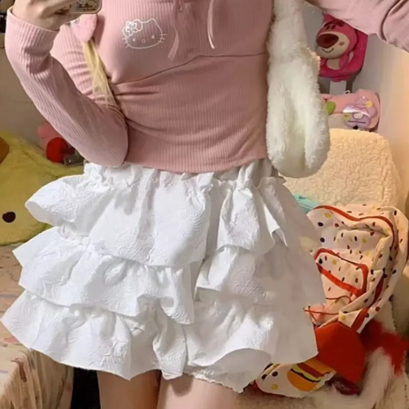 Skirts Women Kawaii Japan Style Summer Ball Gown Faldas Mujer Lovely Preppy Schoolgirls Fashion Solid All-match Y2k Streetwear