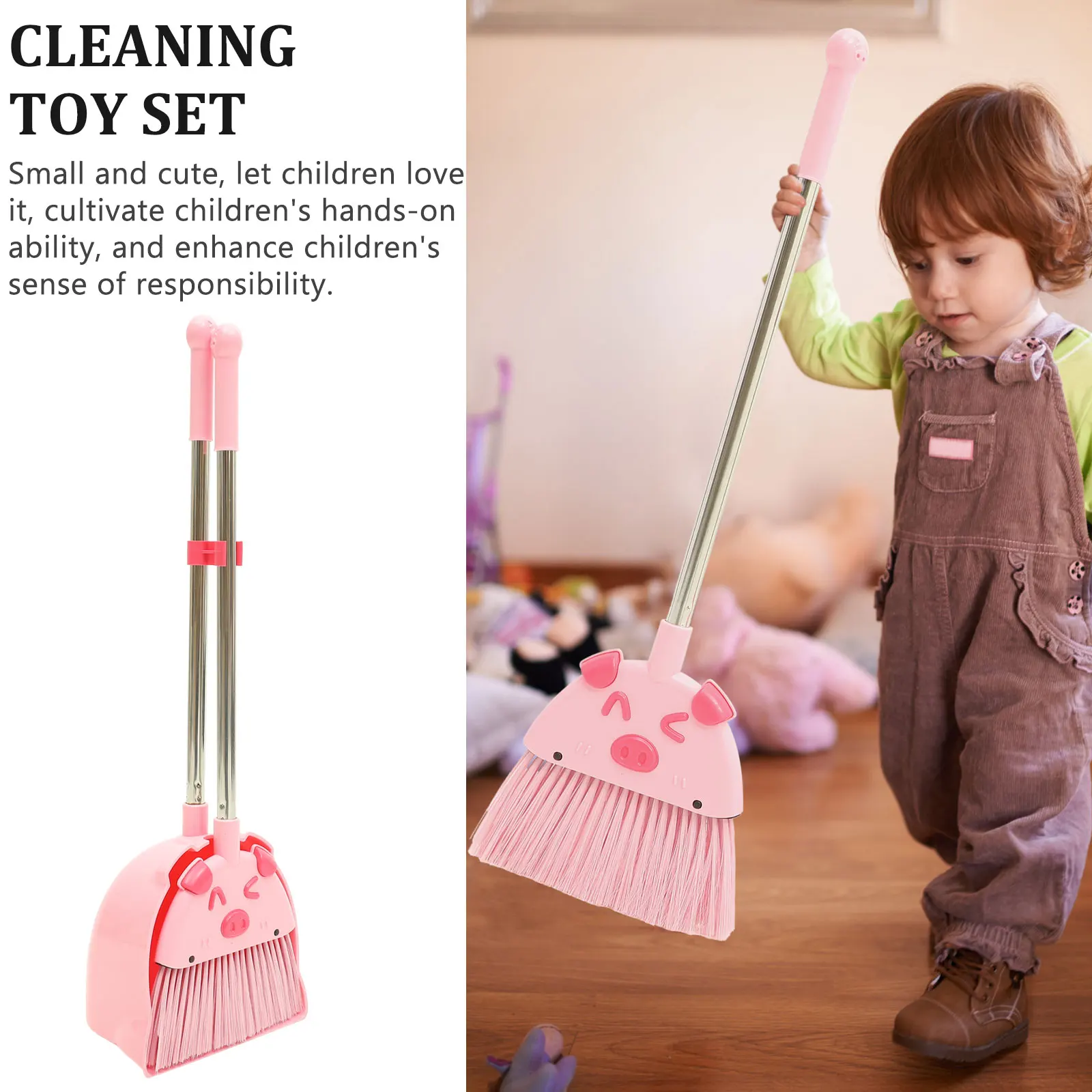 1Set Kinder Besen und Kehrschaufel Set Cartoon Schwein Design für Kleinkind Reinigung Spielen Pretend Housekeeping Werkzeuge kinder Reinigung