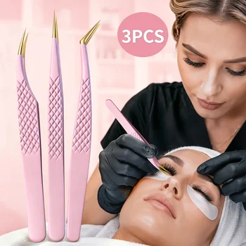 3-Piece Pink Precision Tweezer Set 1