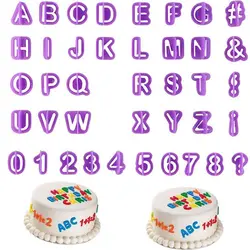 40pcs/set Alphabet Cake Molds Figure Plastic Letter Fondant Mold Icing Cookie Cutter Number Cake Mould Baking Decorating Tools