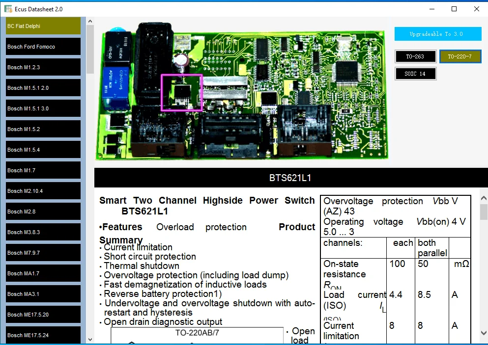 Ecus Datasheet 2.0 Software ECU Schematic Database Including Thousands of PCB Schematics with Electronic Components of Car ECUs