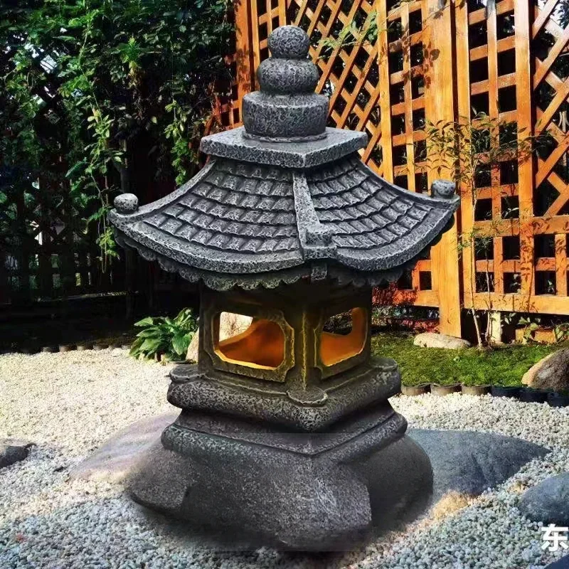 

New Chinese Style Solar Lights Garden Villas Lantern Homestay Balconies Stone Tower Lamp Do Old Standing Decoration