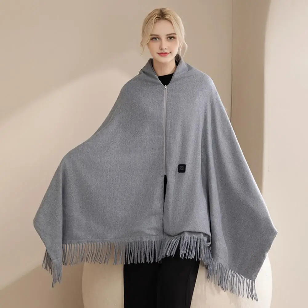 

Мягкий теплый шарф на молнии, USB-шаль для женщин, портативный умный шарф с контролем температуры и подогревом с кисточкой на зиму