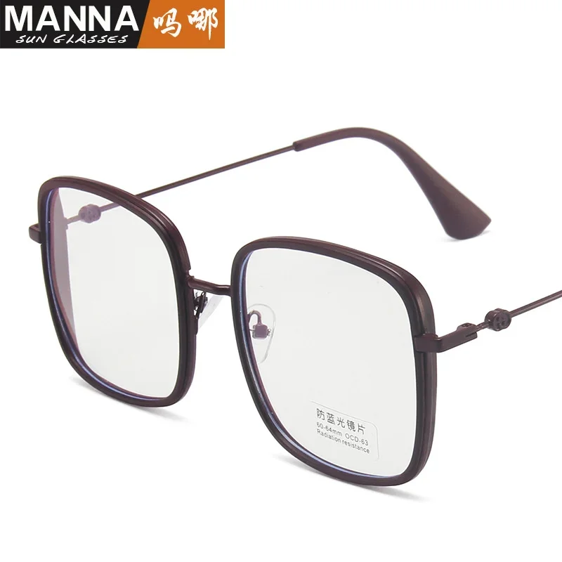2021 ใหม่กรอบสี่เหลี่ยมเรียบง่ายขนาดใหญ่ป้องกันแสงสีฟ้าแว่นตาผู้ชายและผู้หญิงสีลูกกวาดส่วนบุคคลแว่นตาแสงแบน