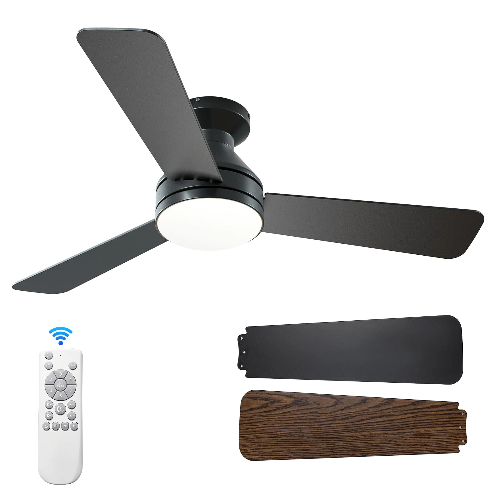 

52 Inch Ceiling Fans With Light Remote Control Dimmable 6 Speeds DC Motor Low Floor Ceiling Fans Two-color Fan Blades Home Decor