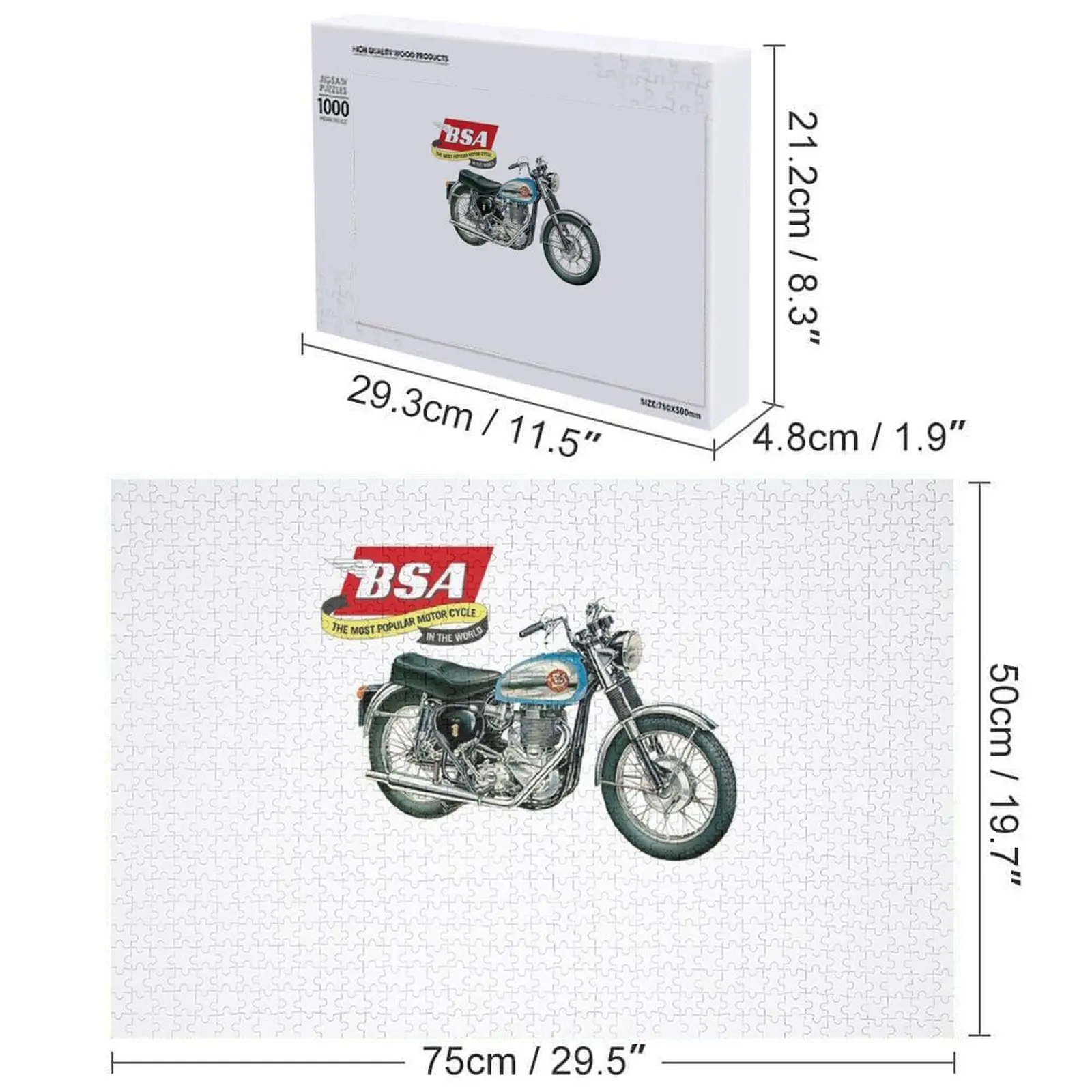 จิ๊กซอว์รถจักรยานยนต์ BSA ของเล่นไม้สำหรับผู้ใหญ่ พร้อมอุปกรณ์ประกอบฉากไดโอรามา