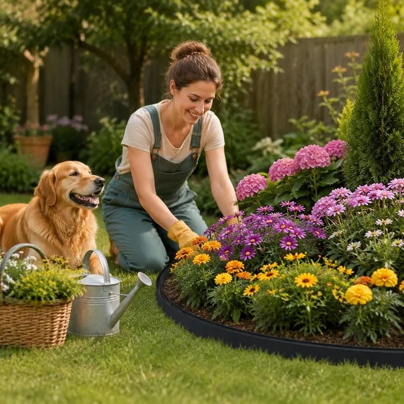 Bordure de jardin en forme de S en polyéthylène de haute qualité, 25 x 103 cm, flexible, pliable, montage facile sans outil, stable, durable, pour parterres de fleurs, potagers, allées, bassins, terrasses