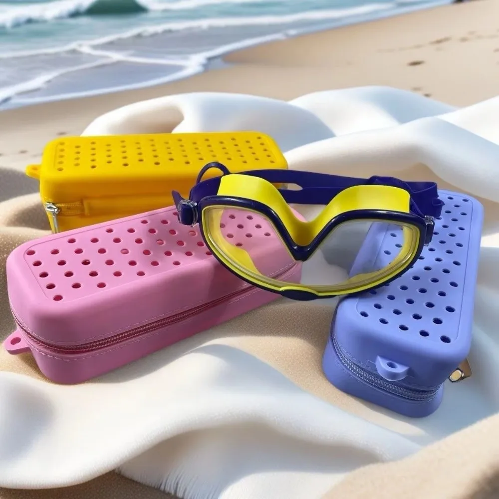 Portable Silicone Swim Goggle Case Perforated Breathable Eyeglasses Storage Bag Durable Swimming Goggles Protection Travel Use