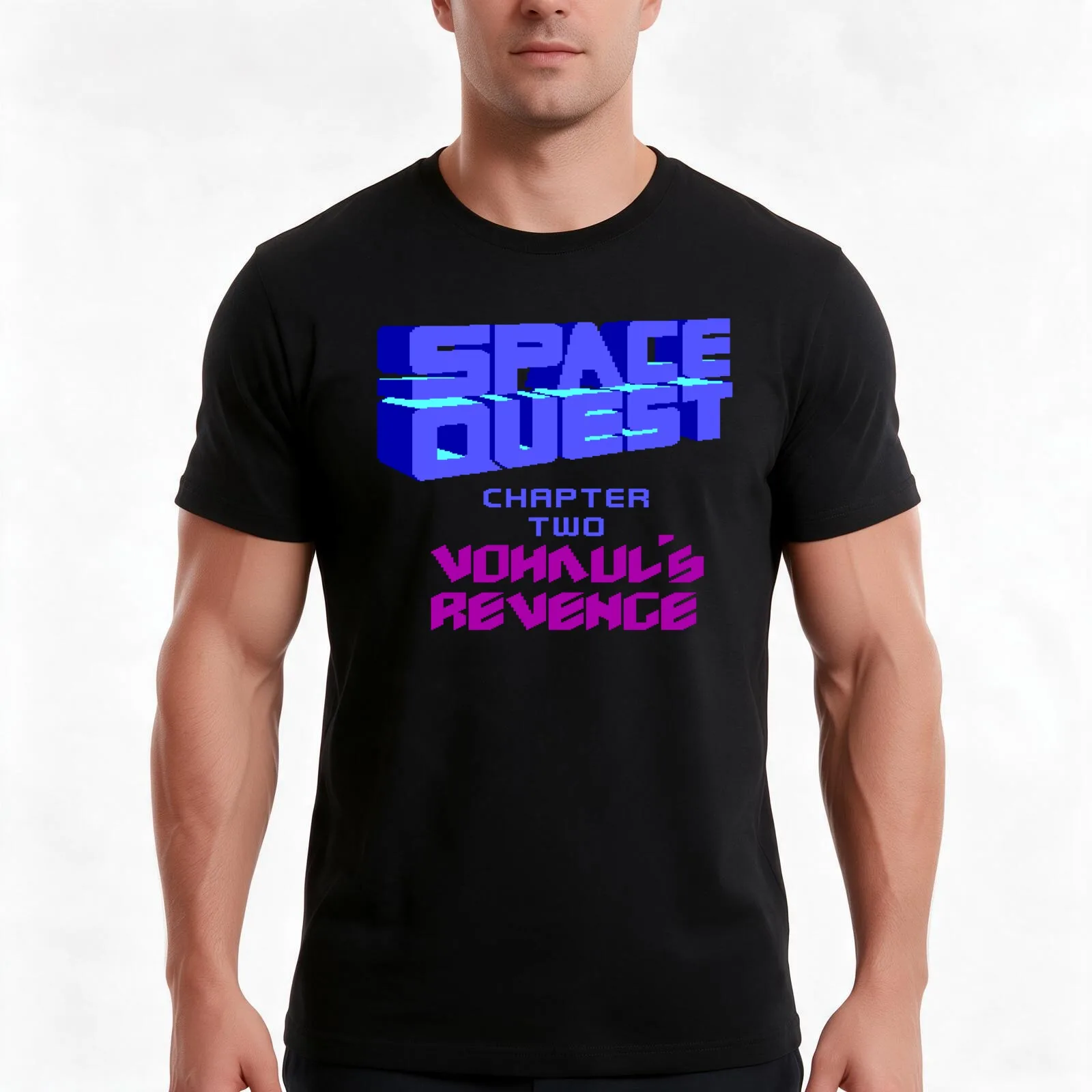 Space Quest 2 II Pixel Style - Retro DOS game fan print T-Shirt, Summer Casual Cotton Tee, Oversized Streetwear Tops