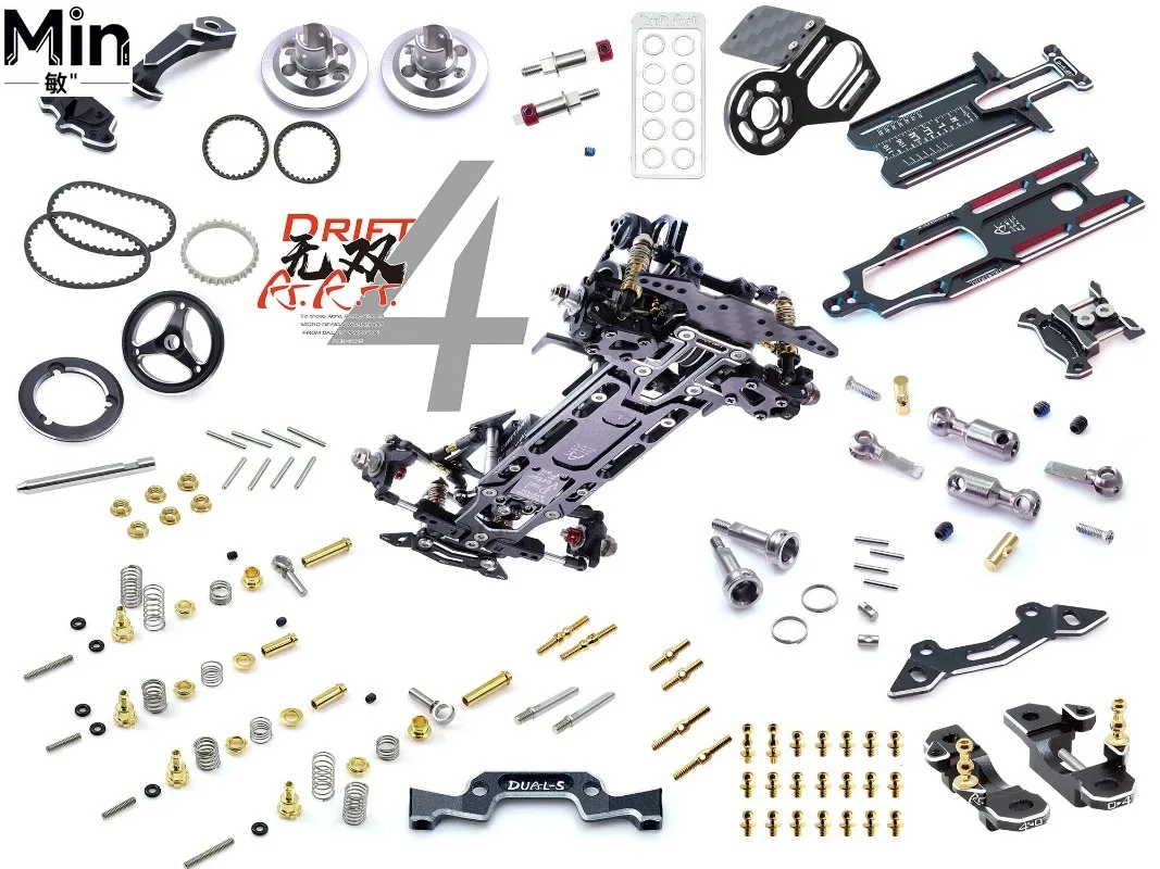 DriftART 9140+98205 Factory Assembled Chassis with CNC Alloy Steering Knuckle Rear Hub for 1/24 1/28 RC Car No