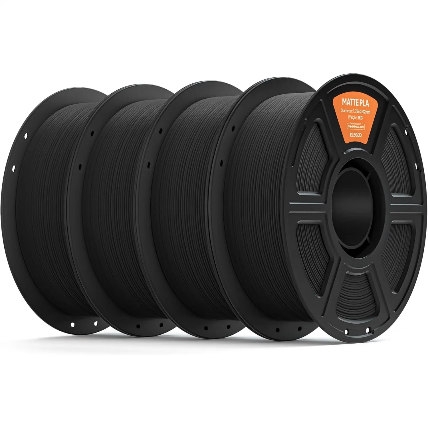 

Matte PLA Filament 1.75mm Black 4KG, 3D Printer Filament with High Precision, 4x1kg Spools for Most FDM 3D Printers