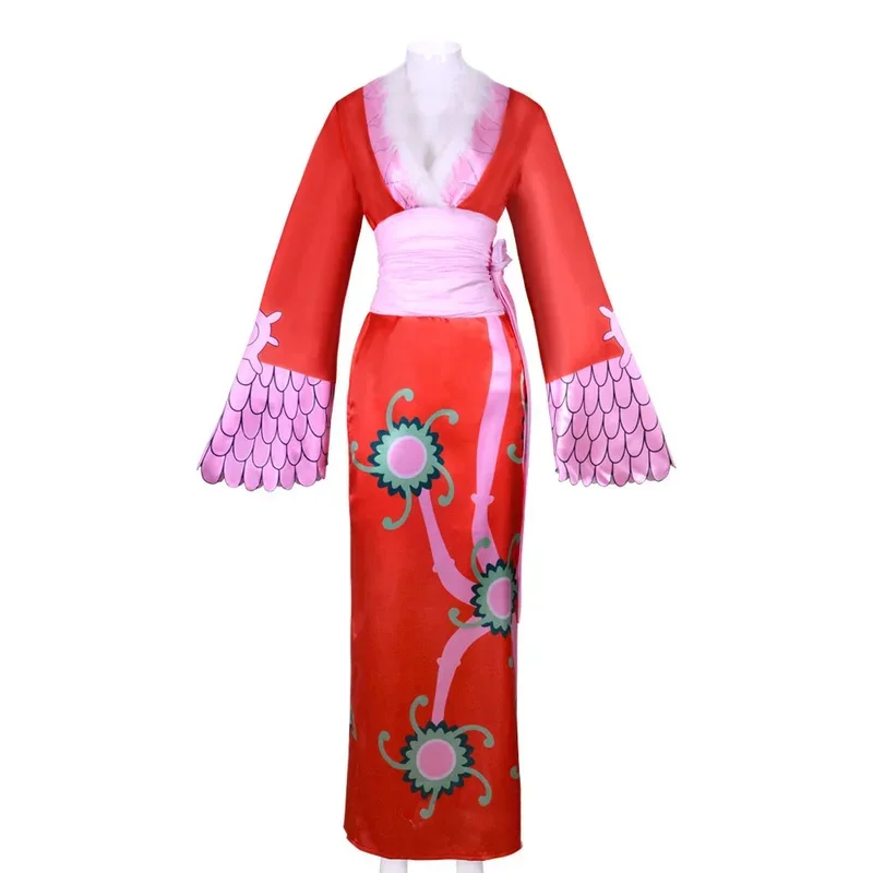 Disfraz de Cosplay japonés BBoa Hancockk para mujer, vestido de Kimono rojo imperio Sexy, ropa de Anime, Disfraces de Halloween, actuación de fiesta