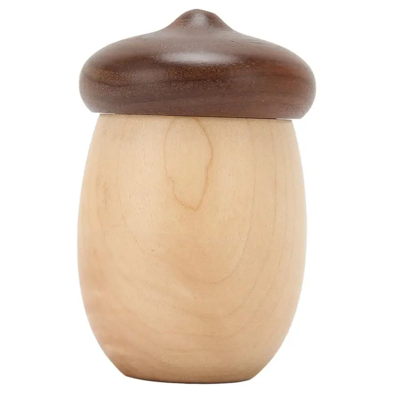A23P Secure Lid, Durable Wooden Material Shaped Toothpick Container, Wood Toothpick Holder-8Cm Height Rounded Structure