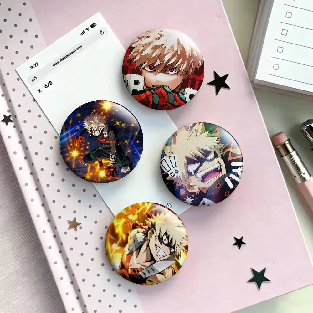 Katsuki Bakugo Japanese Anime Laser Badge Creative Pins Brooch for Bag Clothes Hat Decor Gifts Fans Collect
