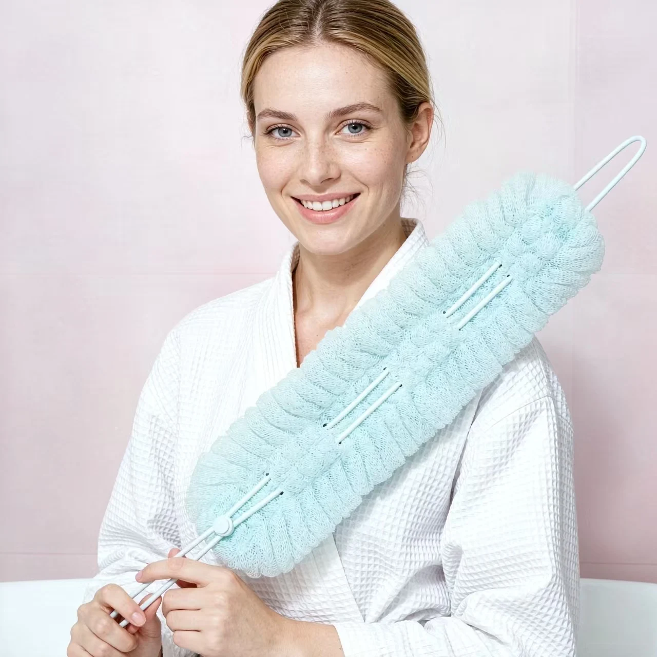 Stretchable Loofah Back Scrubber All-In-One Long Bath Sponge Exfoliating Bath Ball for Deep Cleaning And Hygiene