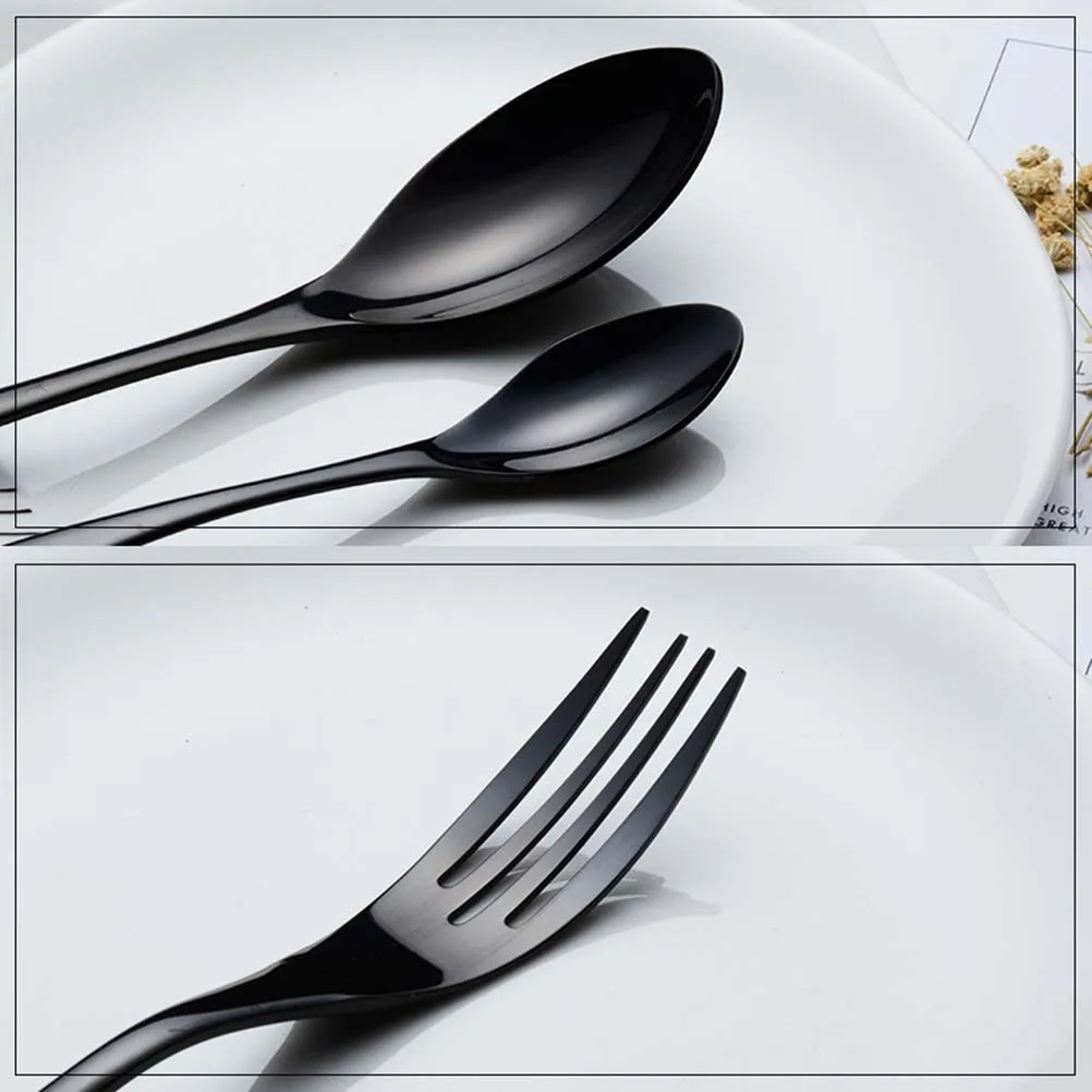 

1pc Black Stainless Steel Dinner Fork Food Serving Tableware Western Cutlery Flatware Steak Meal Utensil Home Office Hotel Use