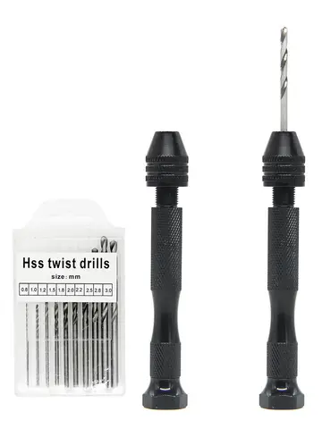 Mini Micro Aluminum Hand Drill With Keyless Chuck HSS Steel Twist Drill Bit Woodworking Drilling Rotary Tools Hand Drill Manual