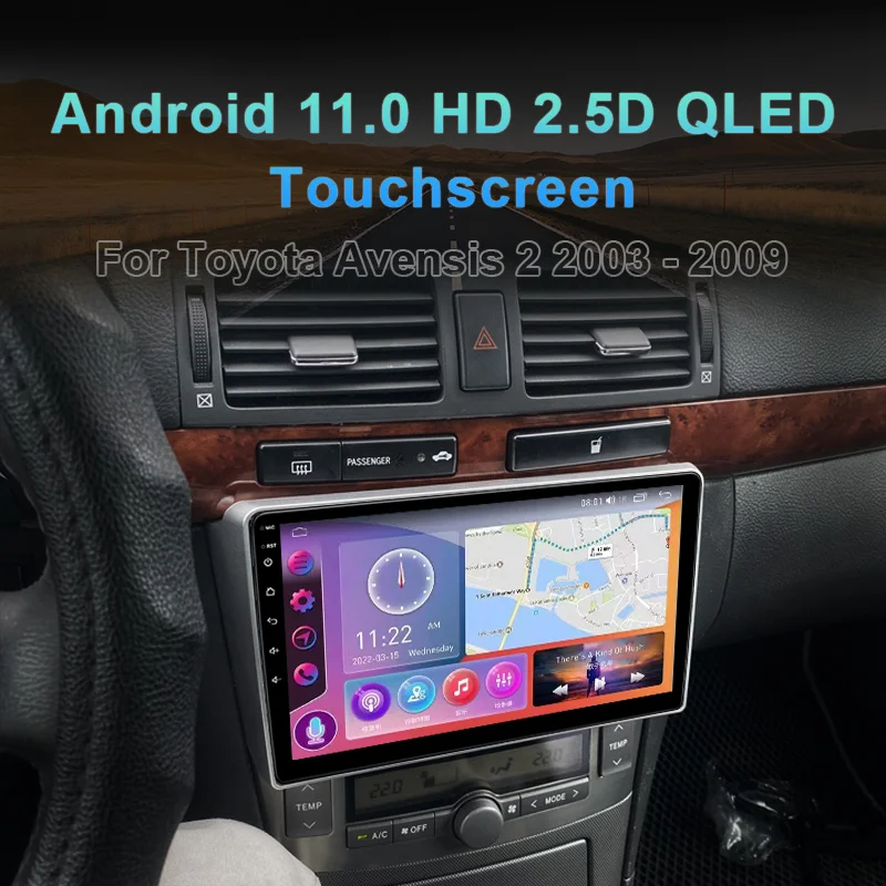 Qszn-カーGPSマルチメディアラジオ,ビデオプレーヤー付きラジオ,Android 12,2k,qledヘッドユニット,toyota,avec t250,2003-2009