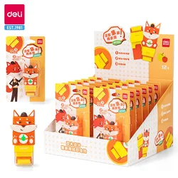 Deli 2Pcs/Set Roller Eraser Fox-Shaped Design Collection Stationery for Kids Cute Creative Writing Correction School Supplies