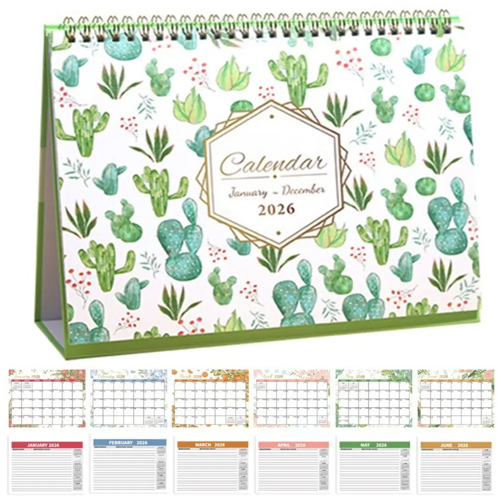 

Creative 2026 Desktop Calendar Portable Thick Paper Time Manegement Organizers Daily Schedule Yearly Agenda