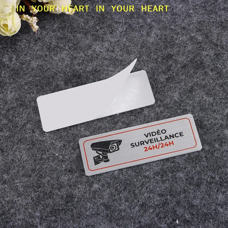 【X】1pcs Aluminum Watch Video Surveillance Warning Sign Private Camera Surveillance with Sticker With Tape