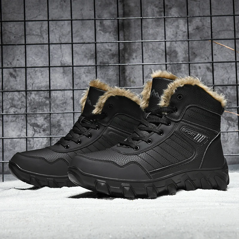 2024 New Winter men boots  Slippers Warm Men Shoes Waterproof Non-Slip Plush Sneakers Male  leather Boots Plus size  48