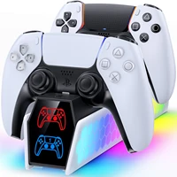 Estación de carga para controlador PS5, con indicadores LED, soporte de carga rápida para PS5 Edge y controlador Dual, cargador de mando PS5