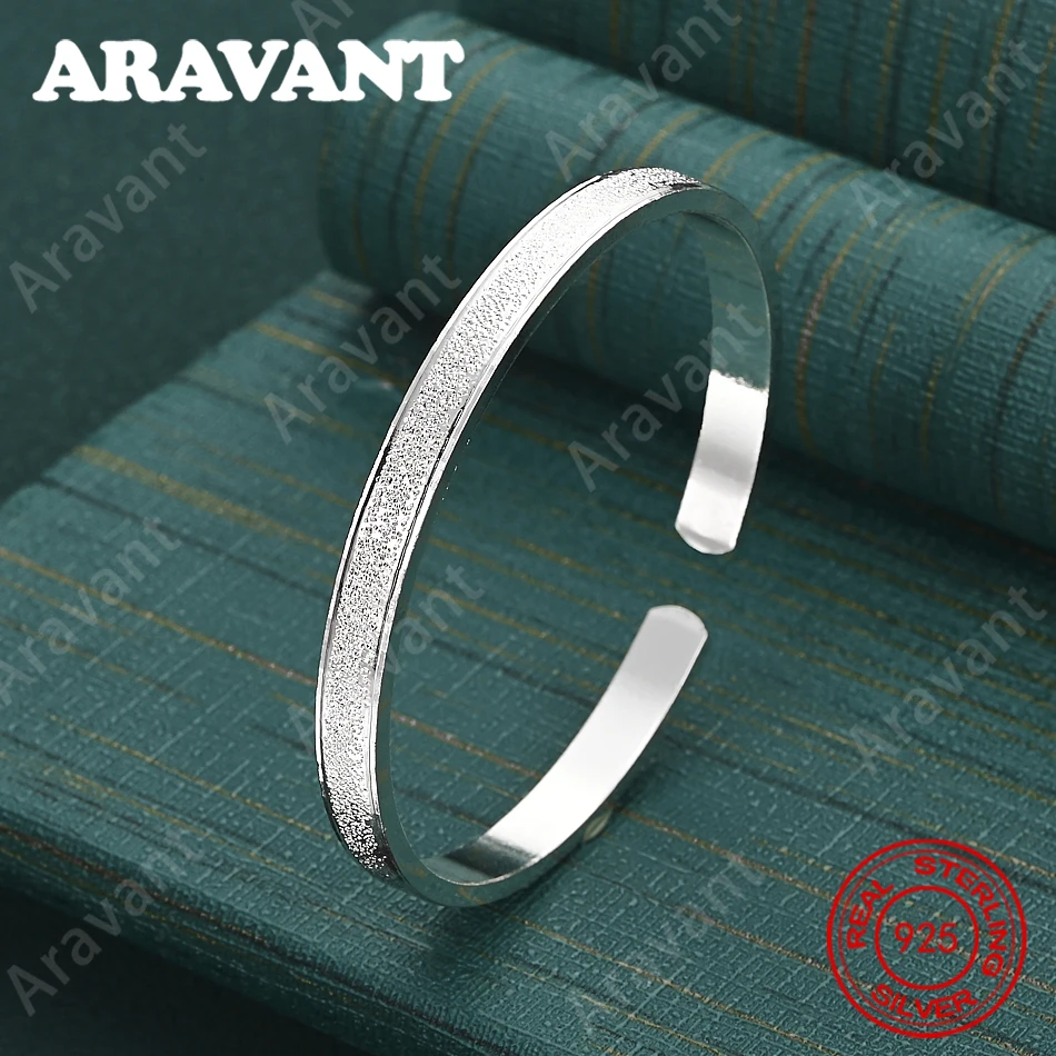 925 Sterling Silver Open Solid Circle Bangle, Fresh And Elegant Design, Women'S Engagement Jewelry