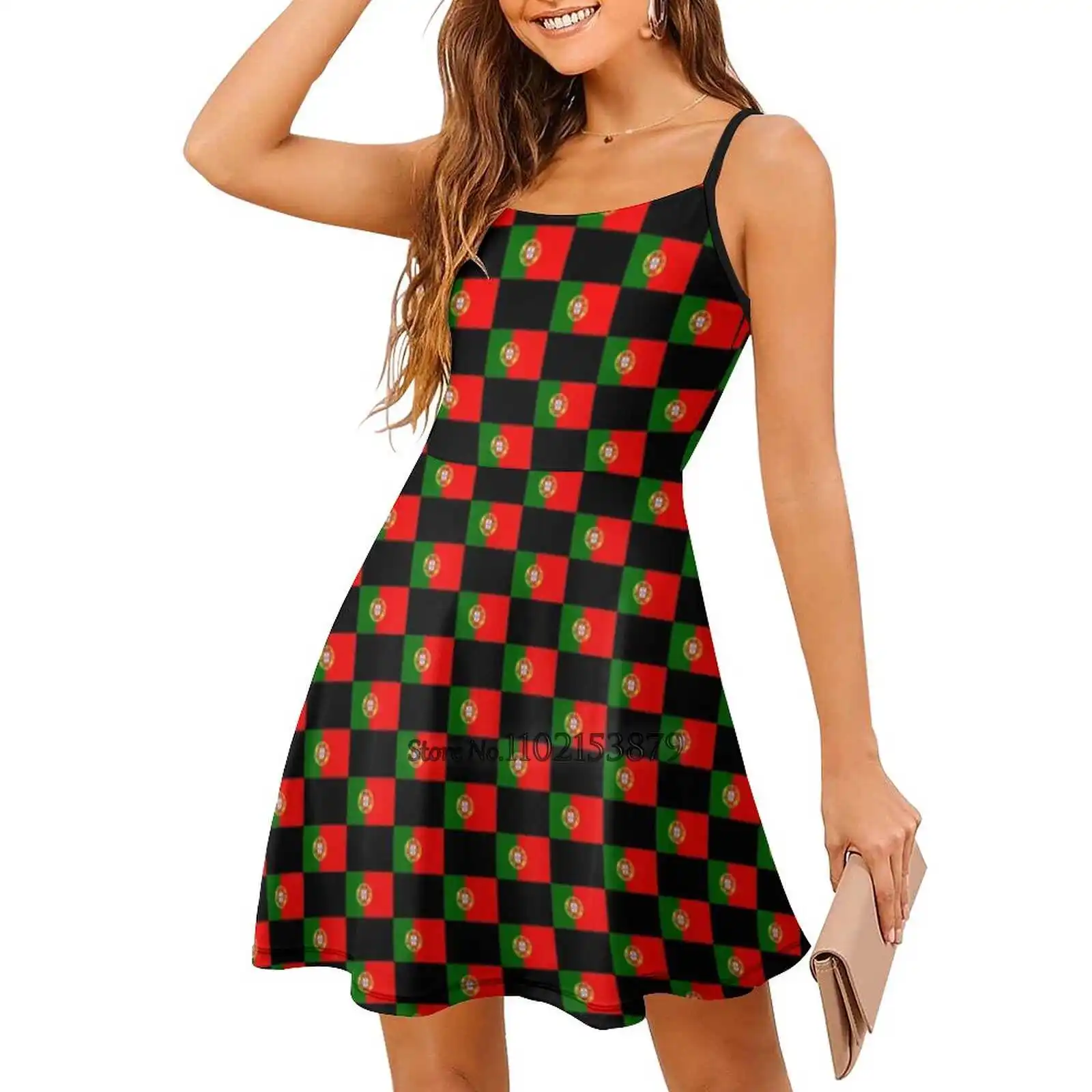 Flag Of Portugal - Portuguese Sticker T - Shirt Multiple styles Dresses Women Kawaii Square Collar Dress 6Xl Portugal