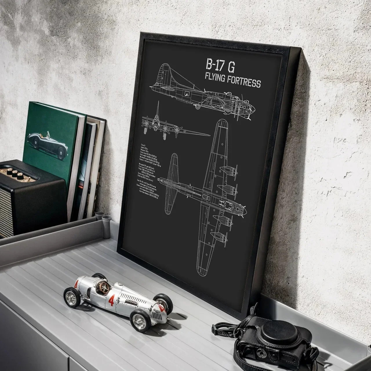 Aircraft Aviation Blueprints Dark Drawing Series Minimalist Wall Art Print Canvas Painting Posters for Living Room Home Decor