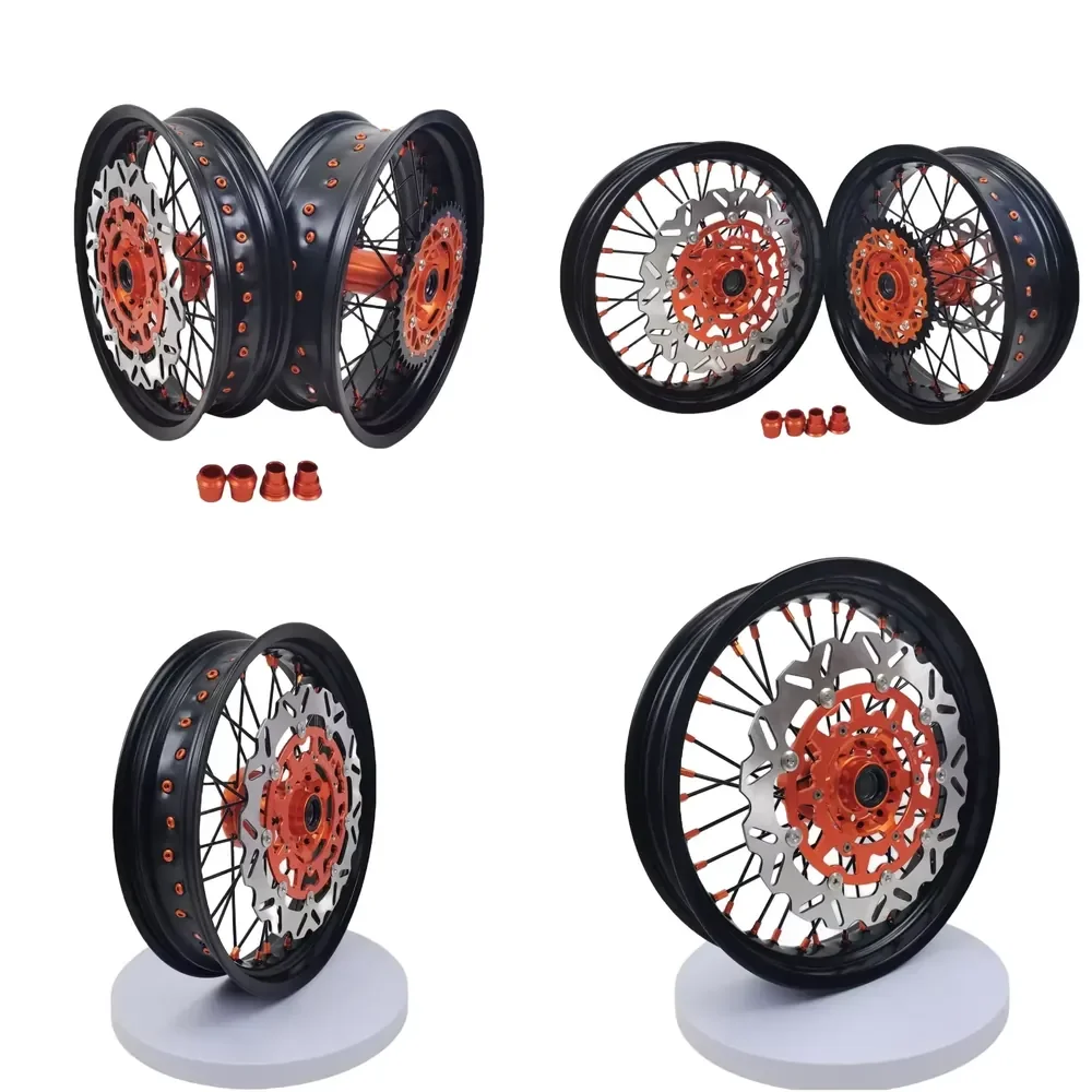 【2026 New Design】 Bikes Motorcycle Accessories Supermoto Wheels 17 Rims Set Fit KTM-EXC 250 450 03-15