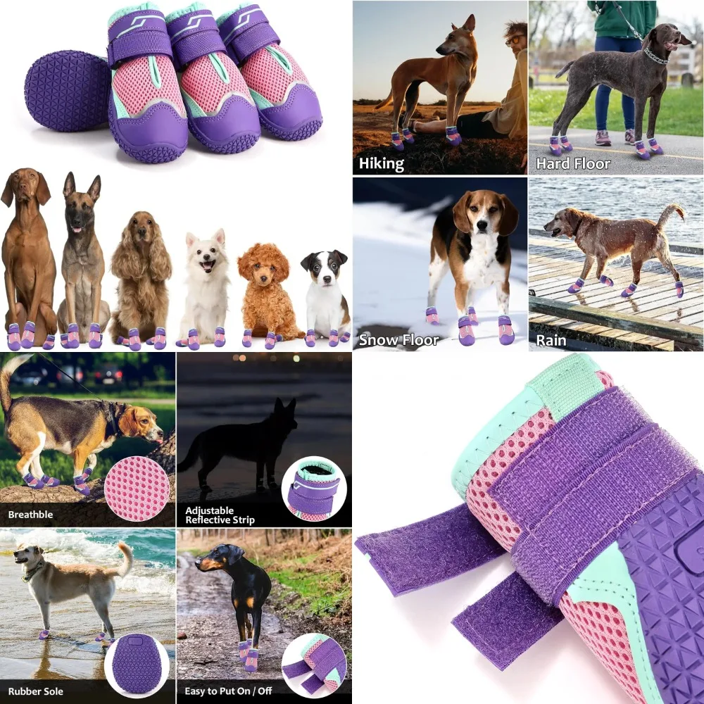 

Warm Winter Dog Booties with Non-Slip Rubber Sole and Breathable Design - Paw Protector Shoes for Small, Medium, and Large Dogs