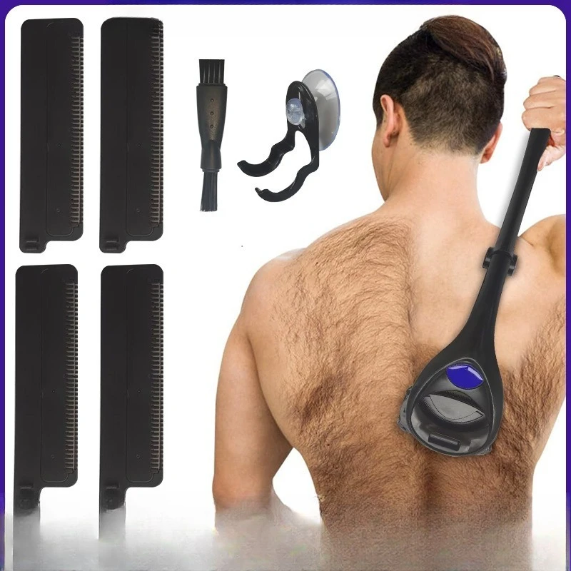 أداة مكشطة الظهر الخالية من الألم، ماكينة حلاقة يدوية بمقبض طويل قابلة للطي مع شفرات متينة للاستخدام المنزلي، ملحقات العناية العملية