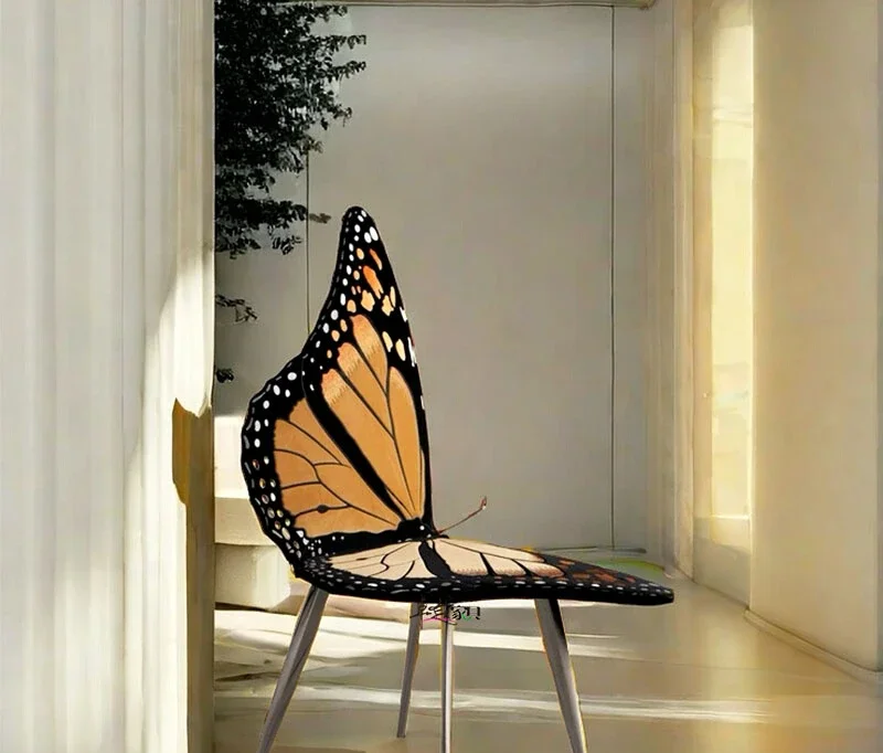 high-end butterfly leisure chair creative art dining chair living room home designer stainless steel negotiation chair