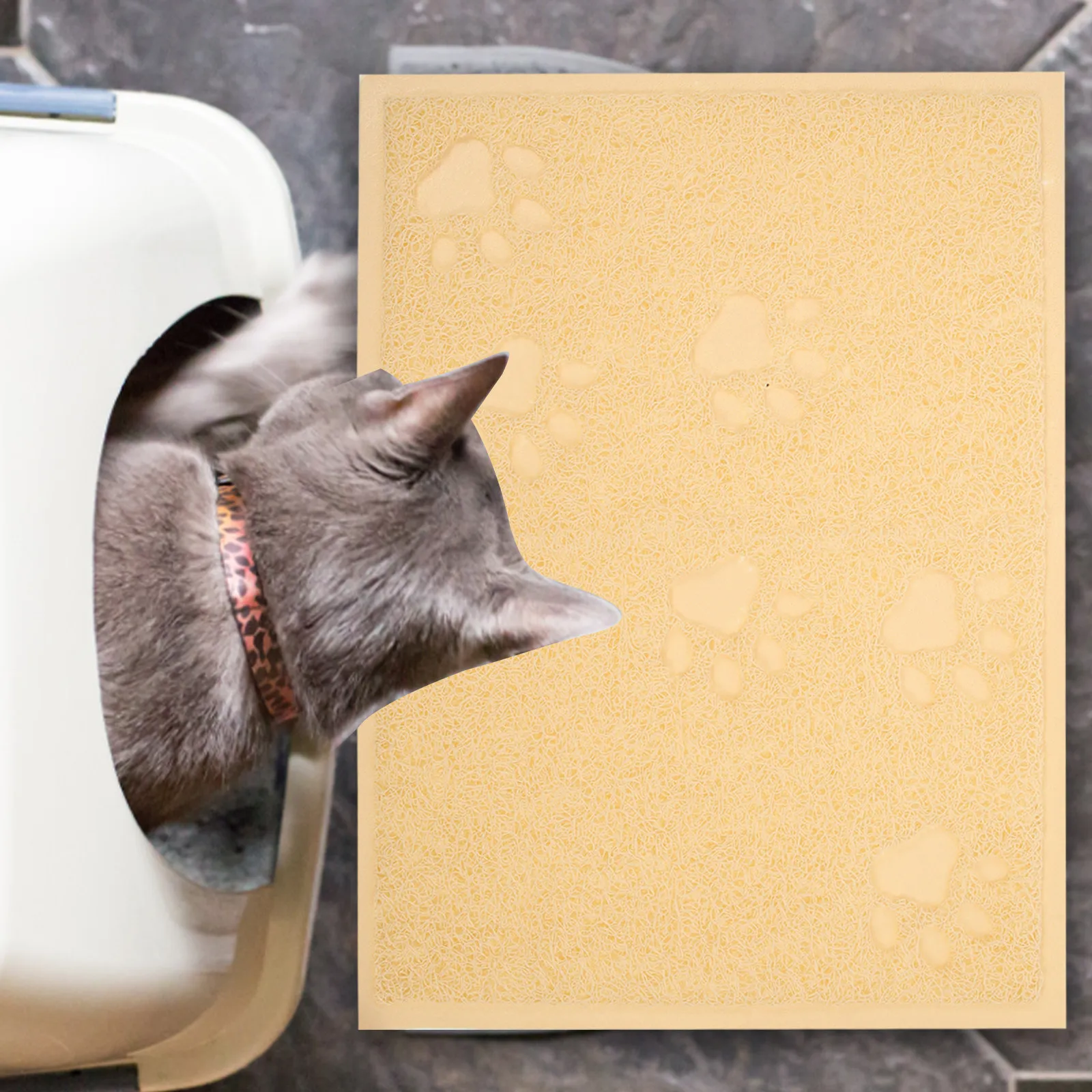 2 Pcs Litter Catching Mat Beige Protector Pet Rug Littler Mats Catcher Collection Cute view 6