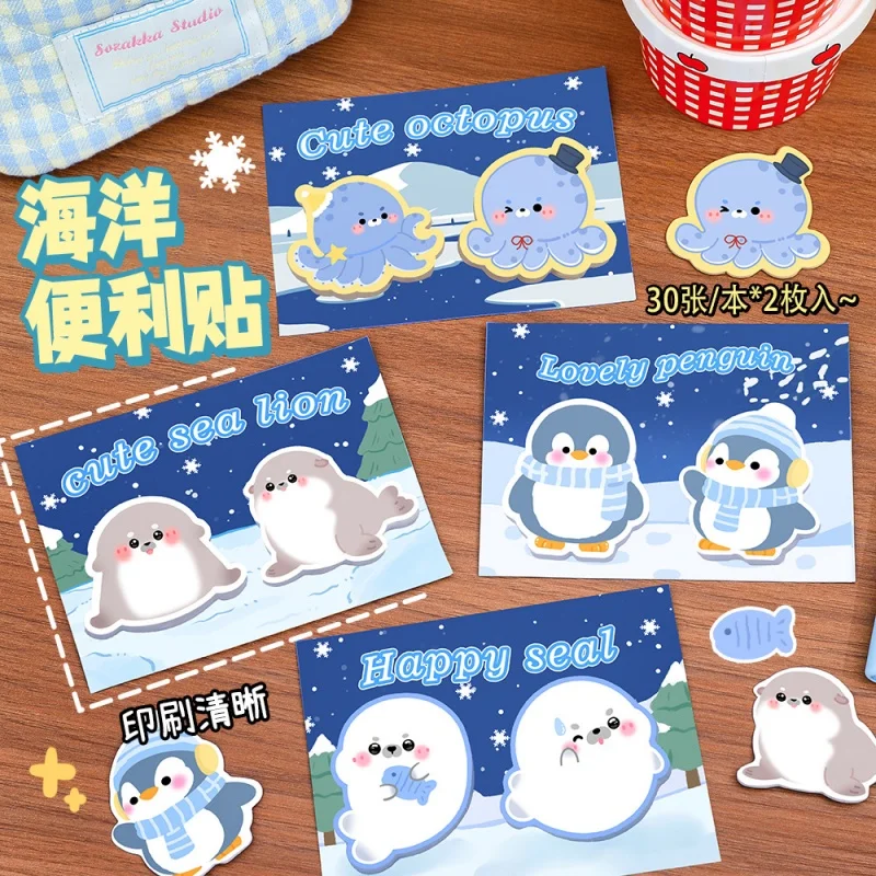 60pcs/lot Kawaii Penguin Octopus Animal Memo Pad Cute N Times Stationery Label Notepad Bookmark Post School Supplies