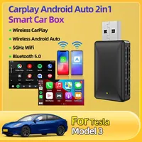 For Tesla Model 3 Fashion NEW Universal 2in1 Wired to Wireless CarPlay Android With USB Plug and Auto Adapter For OEM Car Stereo