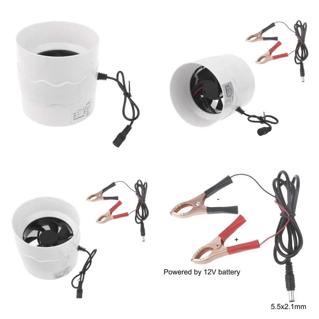 

652F 12 В 4,3 дюйма малошумный линейный воздуховод гидропонный вентилятор вытяжной вентилятор для дома, ванной комнаты, комнаты