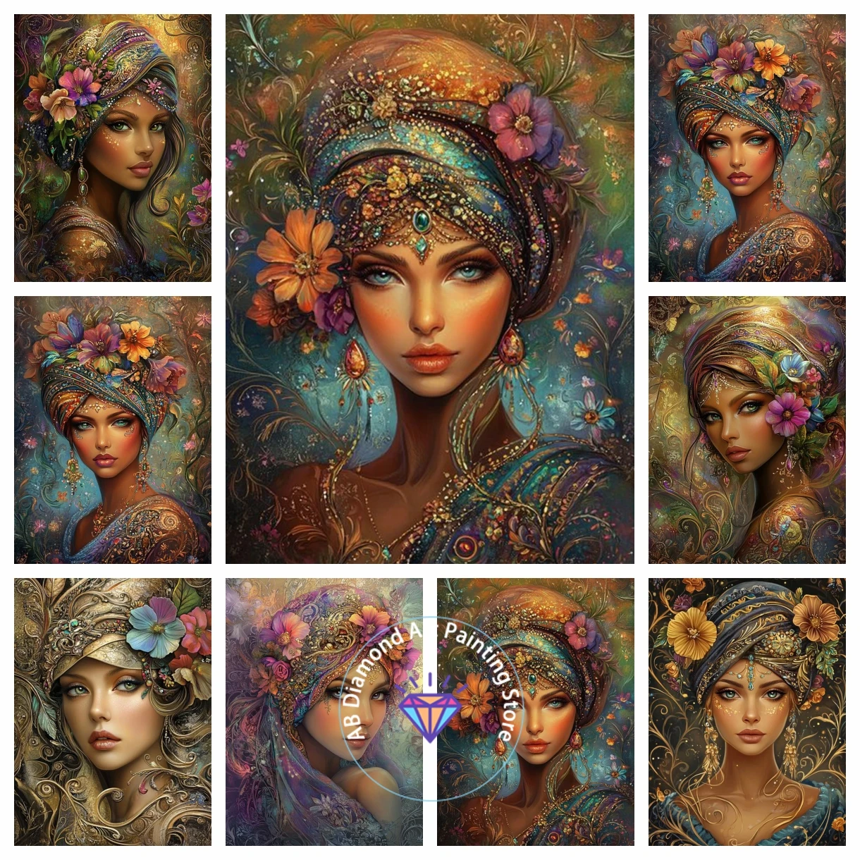 

AB Diamond Painting Kit Mosaic Wall Art 5D DIY Woman and flowers Embroidery Cross Stitch Complete Kit New Arrival House Decor