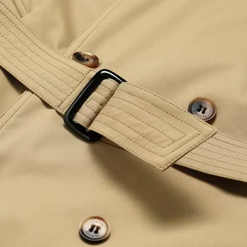 Men's Belted Double-Breasted Trench Coat 6 2024 Autumn New Men's Medium to Long Fashion Windbreaker Coat High Quality Double breasted British style Coat Series Belt Coat 6