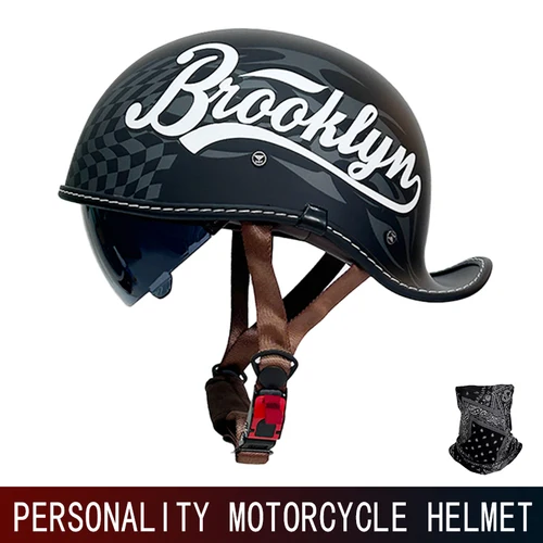 Imagen 2 del producto Casco retro casco de motocicleta con cola cortada para hombres y mujeres casco de crucero Prince de las cuatro estaciones medio casco con personalidad.