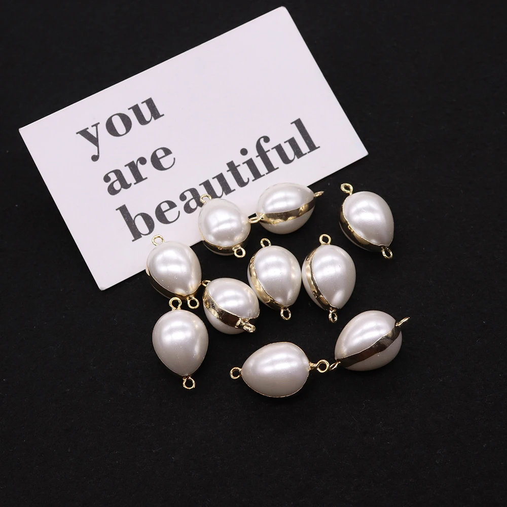 1 قطعة لؤلؤ المياه العذبة الطبيعية البيضاوي ثقب مزدوج موصل قلادة صنع المجوهرات عقد دي اي واي أقراط سوار إكسسوارات