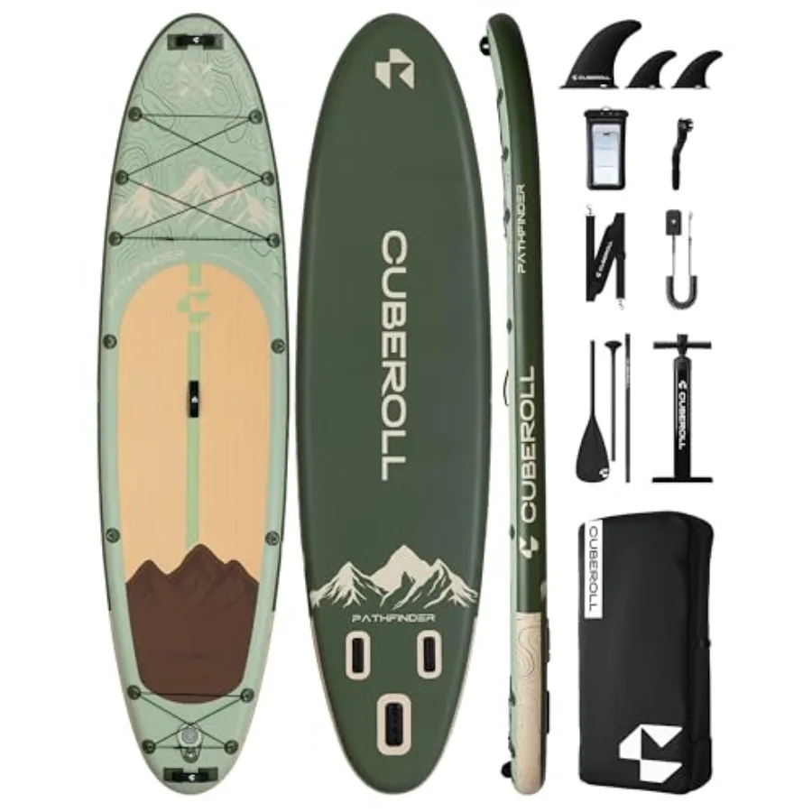 

11'6 Extra Wide Inflatable Paddle Board for Fishing Yoga PVC Drop-Stitch Material Navy Blue 450lb Capacity Non-Slip Deck 15 D-R