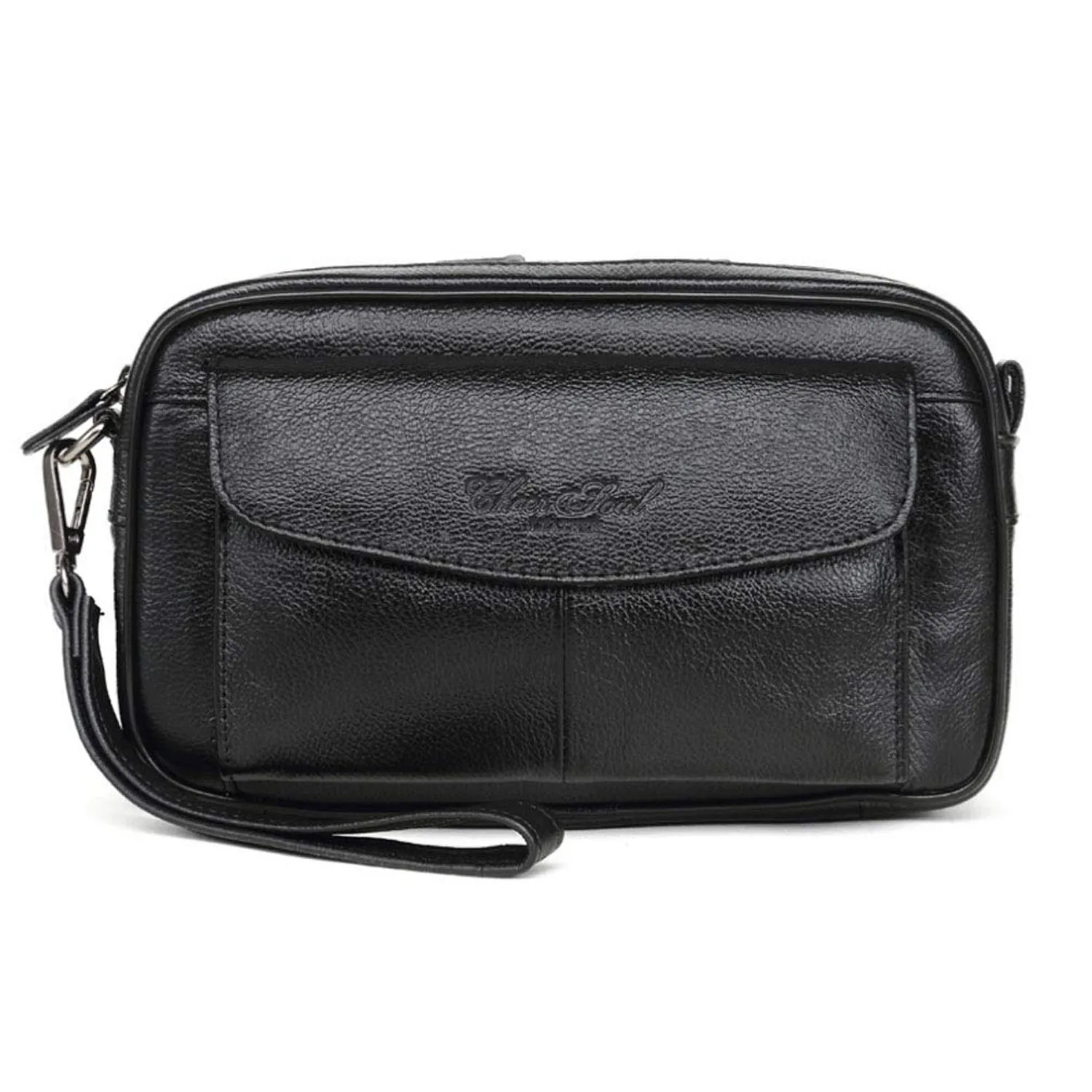 

Hebetag Leather Clutch Purse Long Wallet for Men Cell Phone Organizer Holder Wrist Bag Day Pack Business Handbag