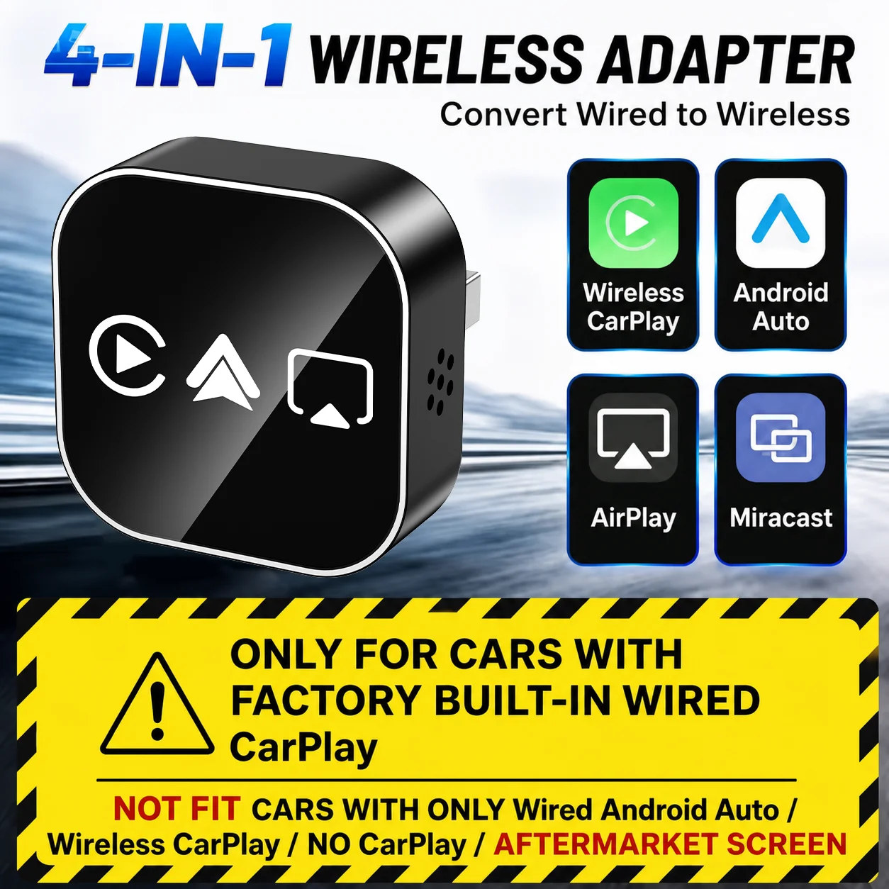 4 in 1 Upgrade Carplay Android Auto Adapter USB Dongle Mirror Link Screen Plug&Play Car Intelligent System For Apple and Android