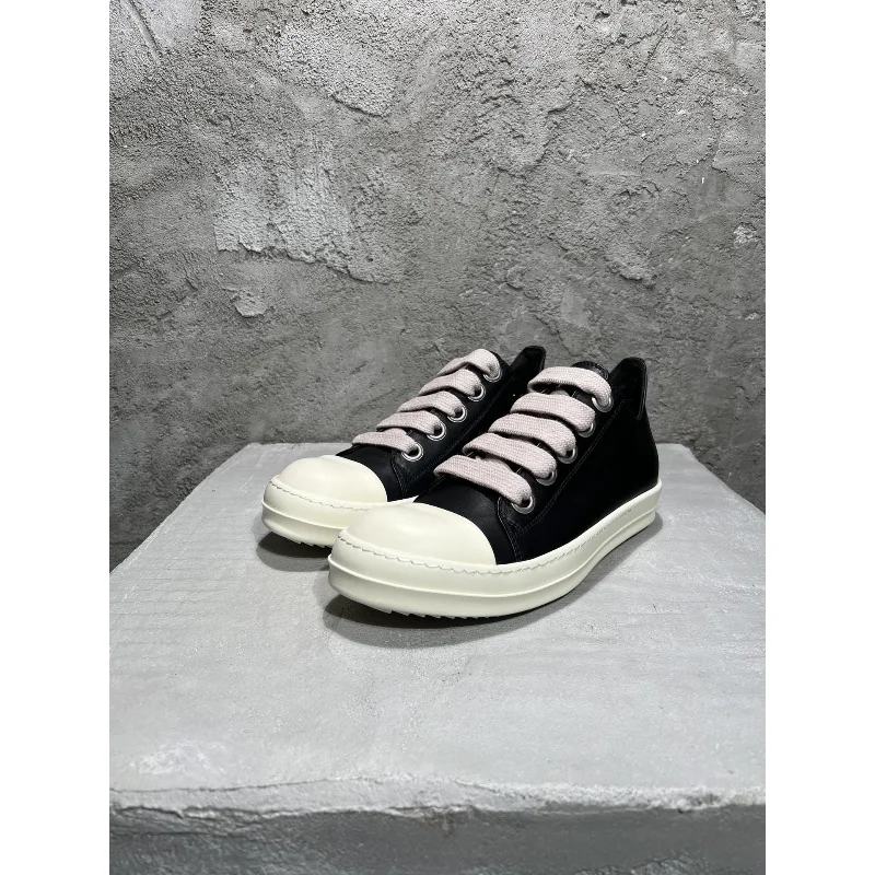 

22ss Классические дизайнерские рикки из натуральной кожи с низким вырезом из овчины, широкие шнурки, уличная обувь, кроссовки, мужские и женские кроссовки